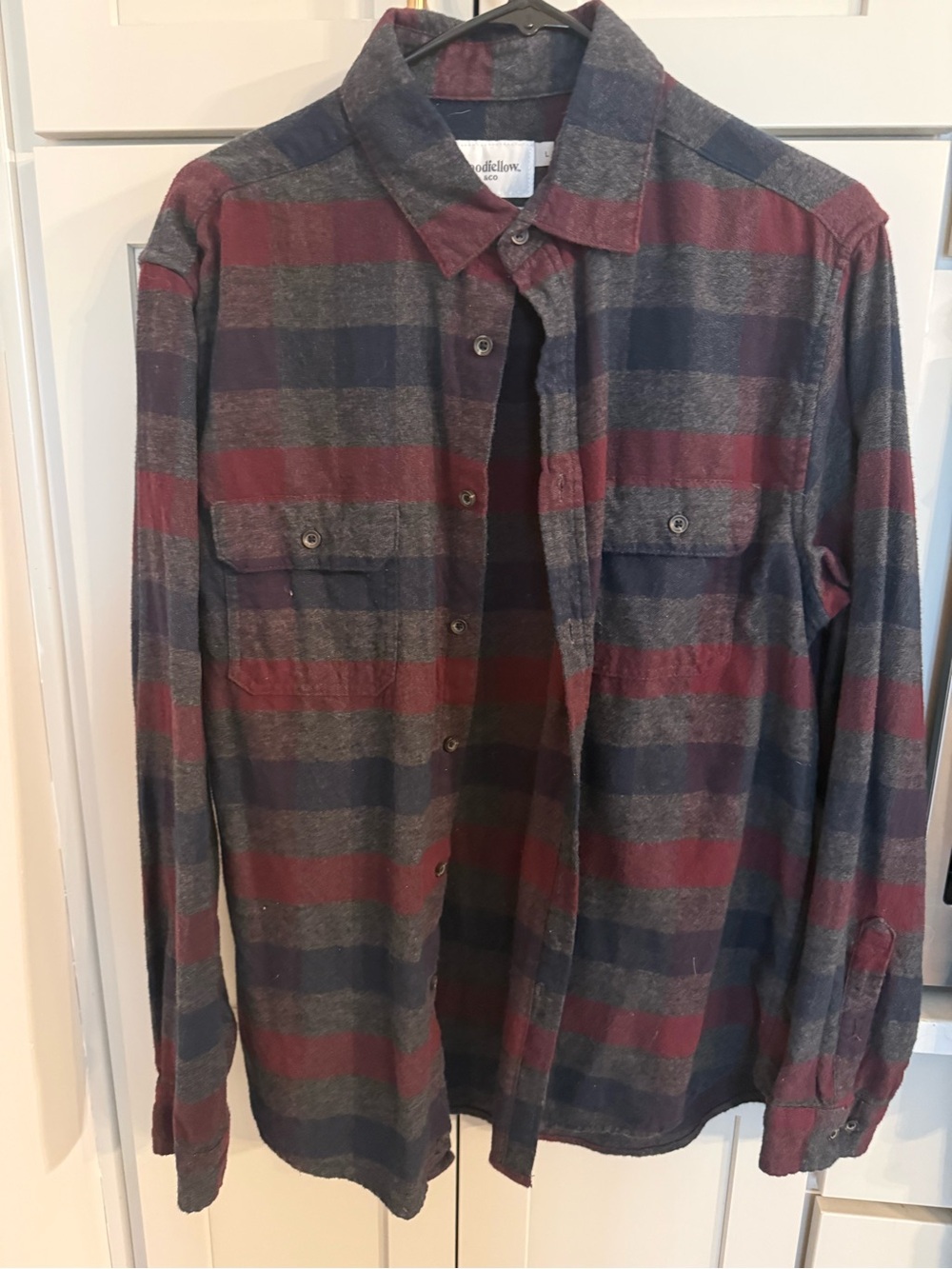 Goodfellow Flannel Men’s Button Down Shirt Large Gray Plaid